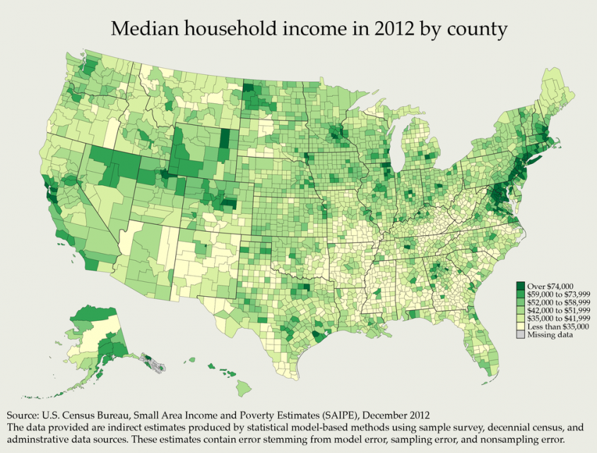 U.S. Census Bureau - Household Median Income by County