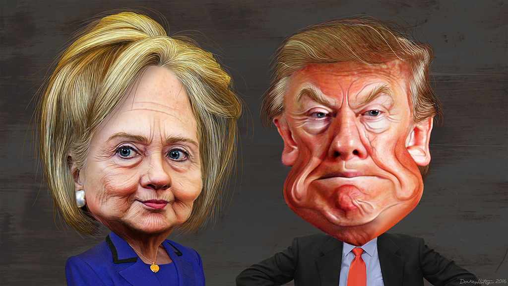 Clinton and Trump - caricatures
