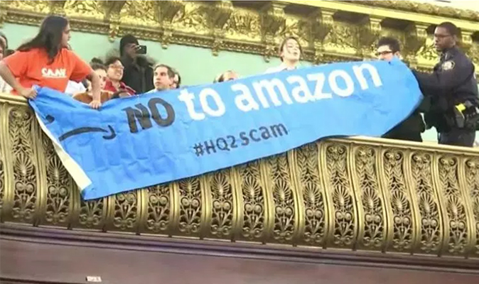 NYC protests Amazon HQ tax giveaway