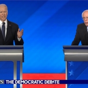 Biden (left) and Sanders (right) in a Democratic Party debate