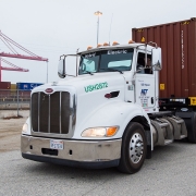 Hybrid electric truck at California port