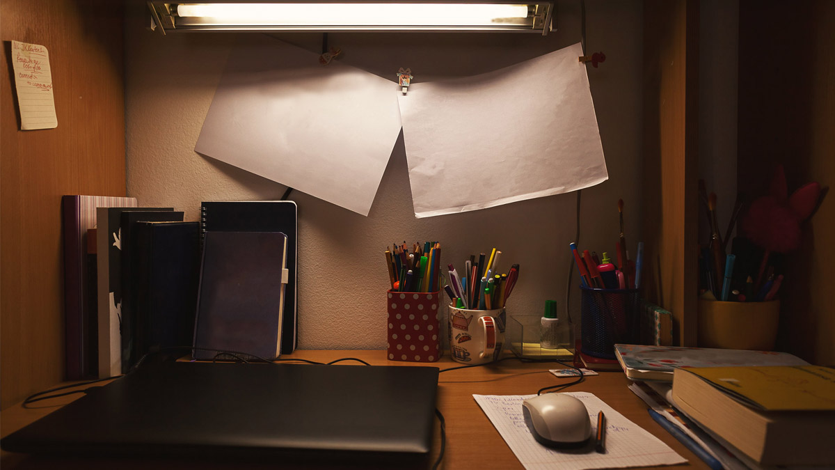 Working from a closet space.