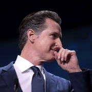 Governor Newsom aside to colleague at 2019 conference