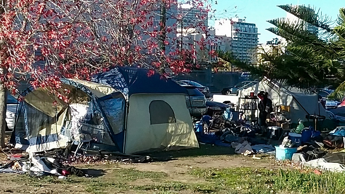 Homeless encampment in Oakland, CA