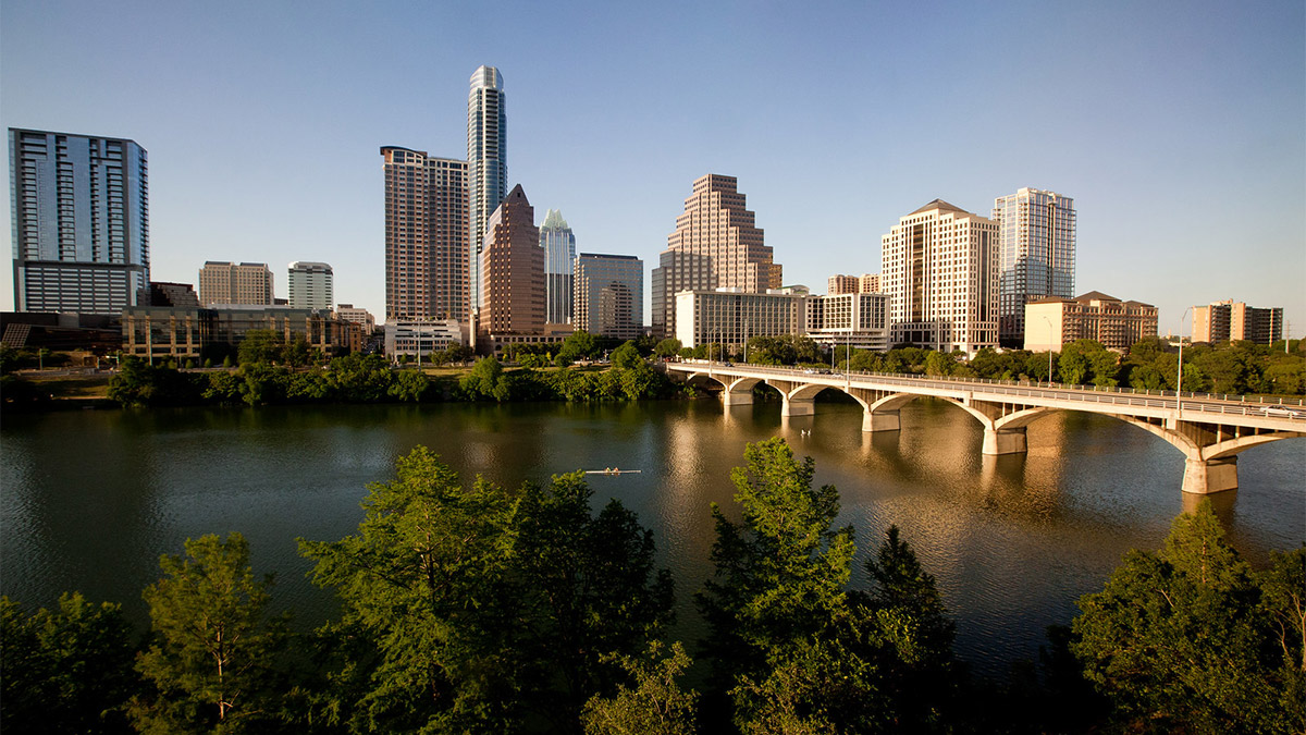 Austin, Texas downtown area, viewed from residential area.