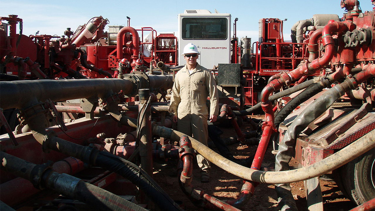 Skilled worker at fracking well site