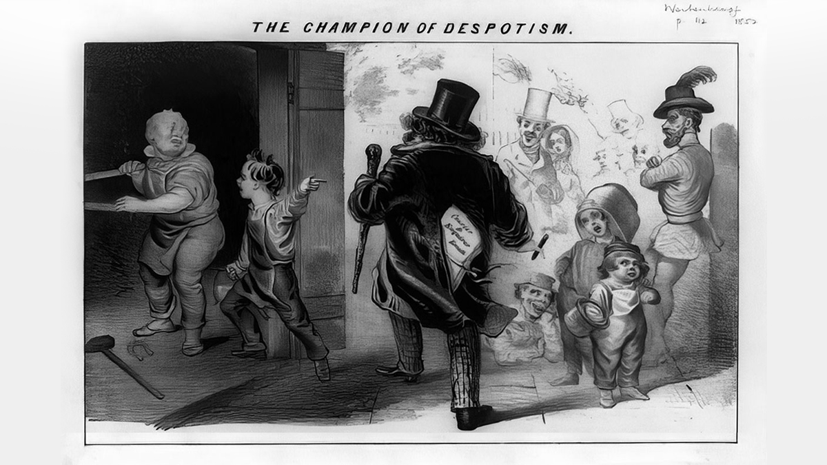 'The Champion of Despotism',cdrawn by John L. Magee, part of the American cartoon print filing series (Library of Congress)