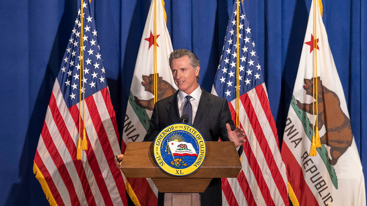 Governor Gavin Newsom faces challenges to his gambit of blending income redistribution with a green agenda.