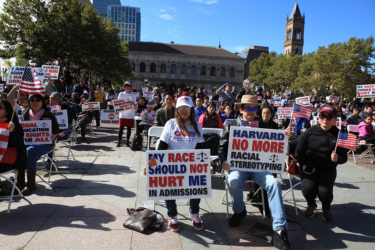 Protest against racial affirmative action in college admissions.