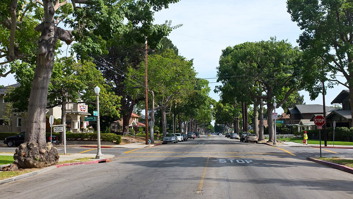 Semi-urban residential area of Whittier, California