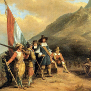 Landing of Van Riebeeck at the Cape of Good Hope in 1652, painting by Charles Bell.