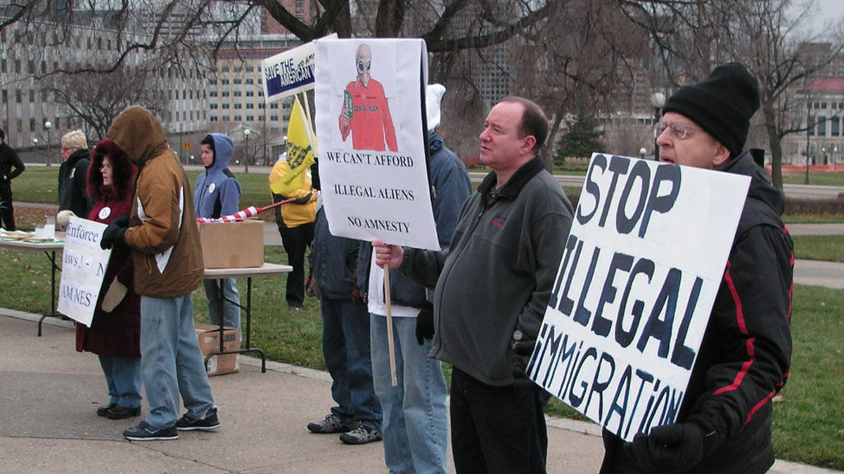 People protesting illegal immigration