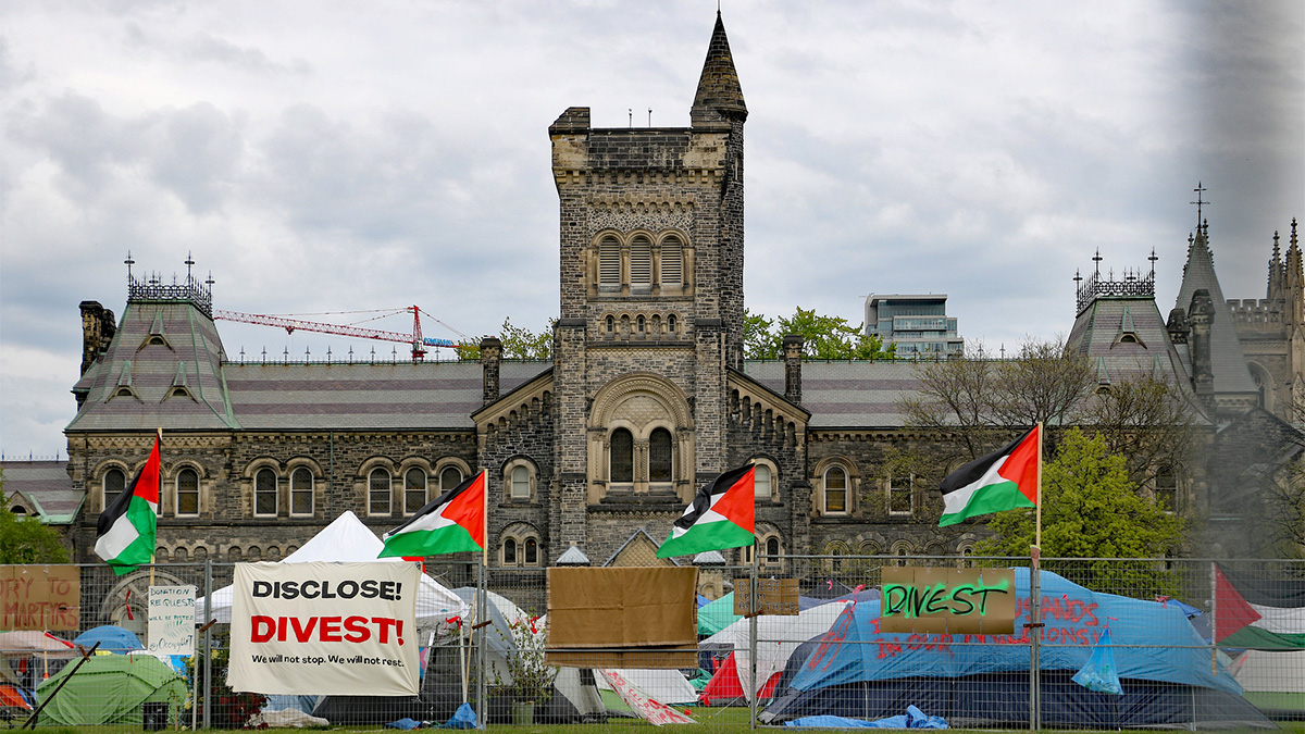 Pro-Palestinian protests and a protest encampment on a Toronto campus.