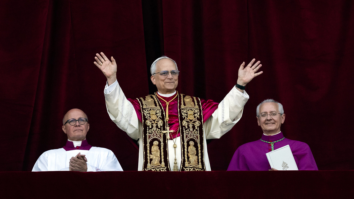Pope Leo XIV speaks to a large gathering of 'the faithful'