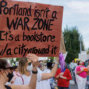 portland-protest-national-guard Portland protesting the arrival of National Guard troops sent by Trump administration.