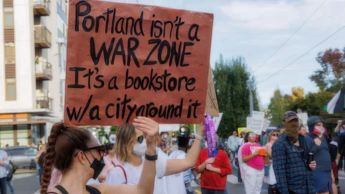 Portland protesting the arrival of National Guard troops sent by Trump administration.