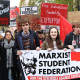 Students protesting against market capitalism